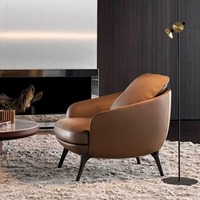 Einzels ofa stuhl im italienischen Stil Luxus-Lazy-Stuhl aus echtem Leder für Balkon/Wohnzimmer Custom Fabric Light Home Leisure Chair