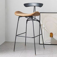 Chaise de bar moderne en cuir, tabouret de bar commercial, chaise de salle à manger, tabouret de bar simple en acier inoxydable pour cuisine