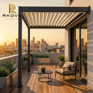 Pérgola de Aluminio RKOVE RK-C1, Toldo Retráctil Moderno para Balcón, Estructura con Recubrimiento de Polvo Negro, Cubierta para Exteriores - Product Image 1
