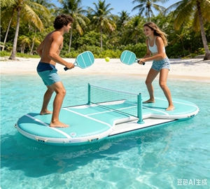 Plateforme flottante gonflable OEM ODM pour terrain de pickleball, couleur cyan clair, avec technologie Drop Stitch, taille et logo personnalisables pour les centres de villégiature - Product Image 2