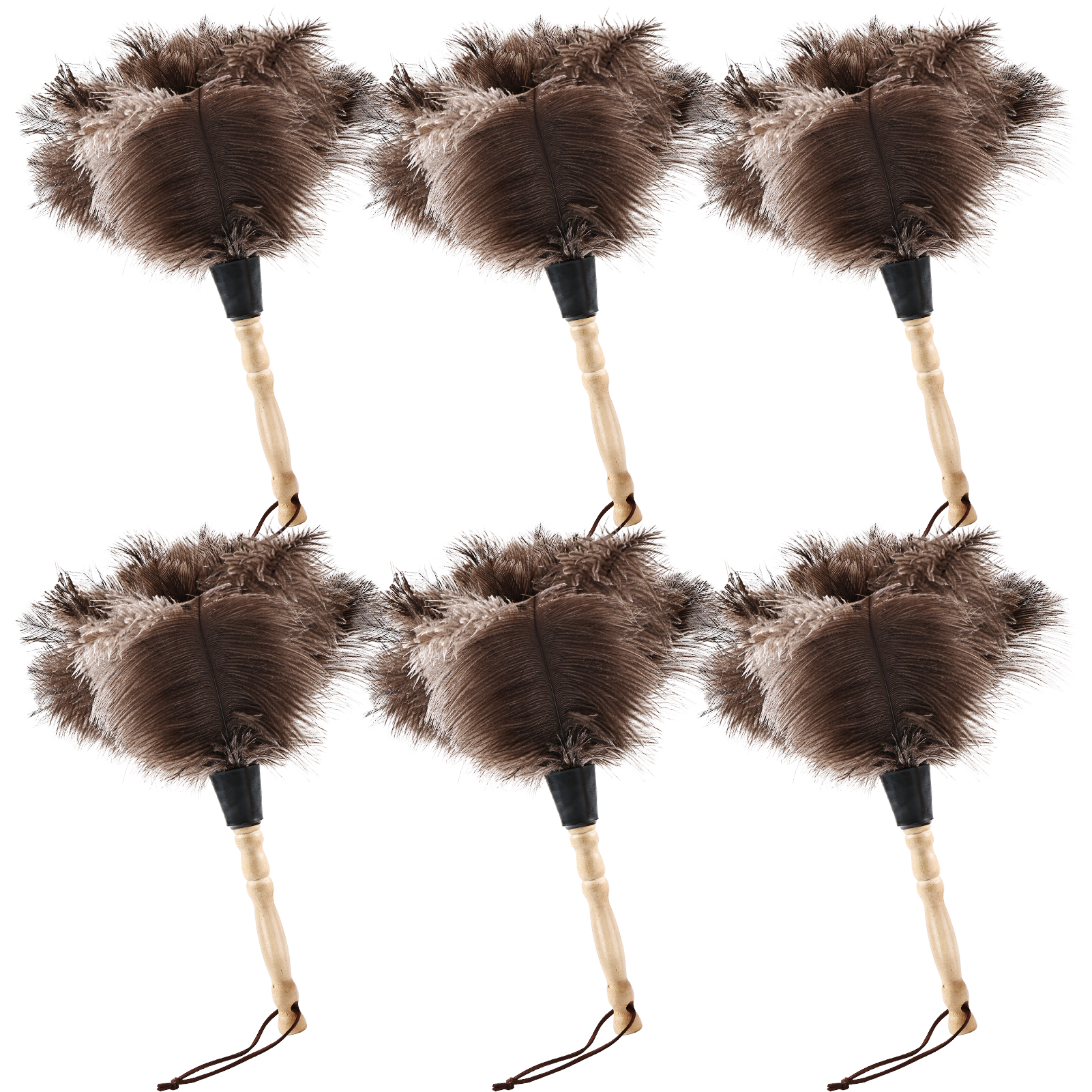 6 plumeaux en plumes d'autruche de couleur naturelle