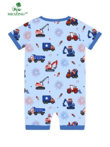 Combinaison bébé garçon en fibre de bambou à motif Jour de l'Indépendance Miozing, fermeture éclair bidirectionnelle, écologique, douce, adaptée aux peaux sujettes à l'eczéma, vente en gros - Product Image 3