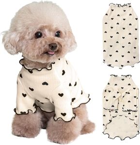 Chemise à manches longues extensible à volants et imprimé cœur pour Chihuahua Schnauzer <span class=keywords><strong>Shih</strong></span> <span class=keywords><strong>Tzu</strong></span> Yorkie - Product Image 1