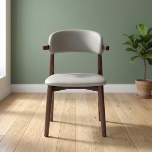 Fauteuil de salon moderne en cuir, dossier solide, pieds en bois, design ergonomique, style minimaliste, mobilier de maison - Product Image 3