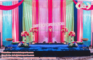 Sangeet ฉากหลังลายลูกน้ำสำหรับเวทีงานแต่งงานล่าสุดแบบปักฉากหลังของตกแต่งบ้านหลังเวทีงานแต่งงานของฮินดู - Product Image 2