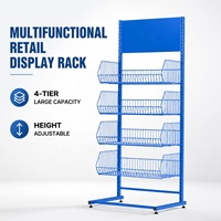 Présentoir mobile métallique personnalisé pour bonbons avec roulettes, étagères multi-niveaux en treillis métallique pour chips et snacks en magasin de détail