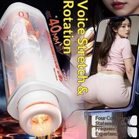 Lexinwish Masturbateur télescopique rotatif chauffant avec fonction vocale, tasse mains libres, jouet sexuel pour adultes, rechargeable par USB
