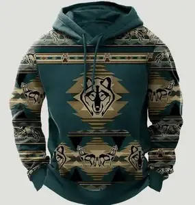 Alta Qualidade Cowhead Padrão Homens Grande Hoodie Casual Street Style Layering Um Pullover Homens Hoodie