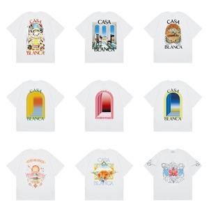 Camiseta Holgada de Algodón Estampada de 280g del Club de Tenis <span class=keywords><strong>Casablanca</strong></span> con Patrón Retro Surrealista, Unisex, Estilo Casual Urbano para Parejas - Product Image 3