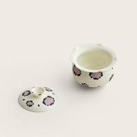 Ensemble de thé Kung Fu en céramique peint à la main, motif léopard violet, avec bol à rebord évasé et couvercle, ensemble deux pièces (bouilloire et bol), pour le voyage