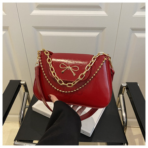 Bolso para axilas con diseño de lazo para mujer, nueva moda 2025, bolso de hombro elegante con cadena de nudo para niñas - Product Image 3