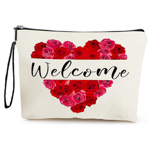 Sac cosmétique personnalisé de 12oz en toile de coton à fermeture éclair fourre-tout de rangement de voyage portable avec bienvenue pour les promotions - Product Image 5