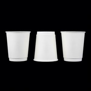 Gobelets en papier à double paroi blancs jetables personnalisés avec logo pour café chaud - Product Image 5