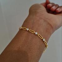 Bijoux fins trombone chaîne Bracelet en acier inoxydable plaqué or 18 carats mode délicat Zircon trombone Bracelet