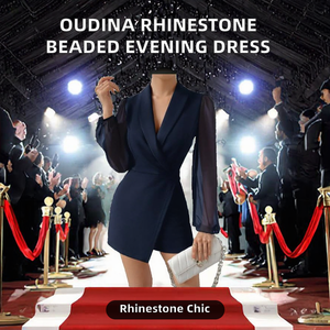 Elegante Vestido Tubo Azul Marino con Cuello en V, Mangas Farol y Capa Transparente por Encima de la Rodilla para Eventos Nocturnos - Product Image 2