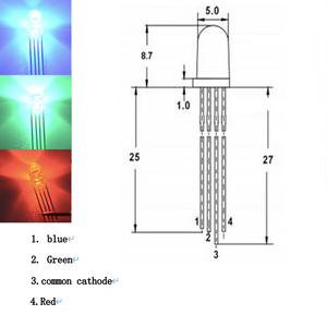 5Mm Drie Kleuren Rgb Led Indicator Kralen Door Gat Montage Water Heldere Lens Epoxyhars Pakket Arktech Merk - Product Image 2
