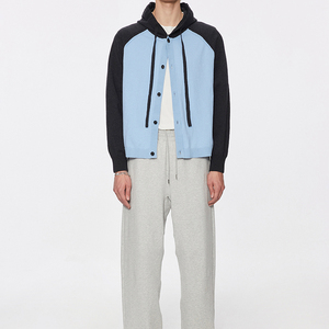 Cardigan en tricot doux à capuche pour homme, style color block, manches raglan, patchwork - Product Image 5
