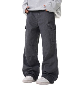Pantalon cargo vintage délavé pour homme Tone Maillard American Street Style Utility Pockets Design Idéal pour les promenades en ville Usage quotidien - Product Image 3