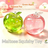 Jouet Squishy Transparent en Maltose Pomme, Doux et à Rebond Lent, Jouet Anti-Stress à Presser en Forme de Fruit pour Enfants et Adultes, Cadeau de Fêtes