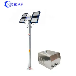 Okaf torre de luz móvel, led de emergência portátil de 6m iluminação para veículo reboque