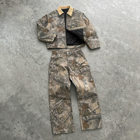 Streetwear personnalisé en gros Vêtements de sport camouflage Pantalon cargo de charpentier pour homme et veste de camouflage à fermeture éclair Real Tree