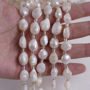 Zhuji Natural 18cm Freshwater Pearl <b>String</b> 10-11m White Adhesive Shell Straight Hole Baroque Bead for DIY Jewelry <b>Bracelet</b> - Product Image 3