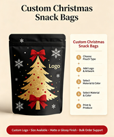 Op maat bedrukte kerst-snackzakjes met ritssluiting, van voedselveilig materiaal, voor snoep, chocolade & noten