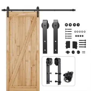 Fabricante de hardware para porta de corrimão de madeira durável, acessório para porta suspensa, kit de ferragens para porta de celeiro