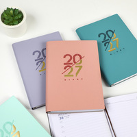 Agenda 2027, planificateur A5 en cuir PU, carnet quotidien, calendrier anglais-espagnol 365 jours, reliure filée, pages lignées horizontales