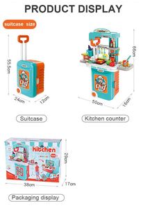 2022 Children Food Toy Pretend <b>Play</b> <b>Kitchen</b> Breakfast Suitcase Set <b>Plastic</b> Children House Roll <b>Play</b> Pretend - Product Image 5