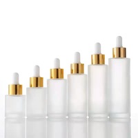 Bouteille gouttes d'eau en verre à épaules plates et givrées, 20ml-100ml, 30 pièces, dessins personnalisés, vente directe d'usine