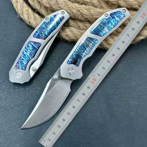 Cuchillo de Caza Plegable HongRui para Exteriores, Cuchillo de Bolsillo EDC con Hoja de Acero Sueco 14C28N y Mango de Aleación de Titanio para <span class=keywords><strong>Camping</strong></span> - Product Image 2