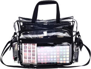 Sac de maquillage transparent en PVC moyen pour artiste maquilleur, sac de rangement cosmétique transparent, trousse de maquillage de voyage, organiseur de maquillage, sac <span class=keywords><strong>MUA</strong></span>, sac de stade - Product Image 5