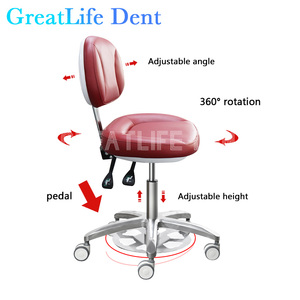 Silla de Asistente Dental Greatlife Dent, Silla de Cuero Móvil con Respaldo, Altura Ajustable Hidráulicamente, para <span class=keywords><strong>Consultorio</strong></span> - Product Image 6