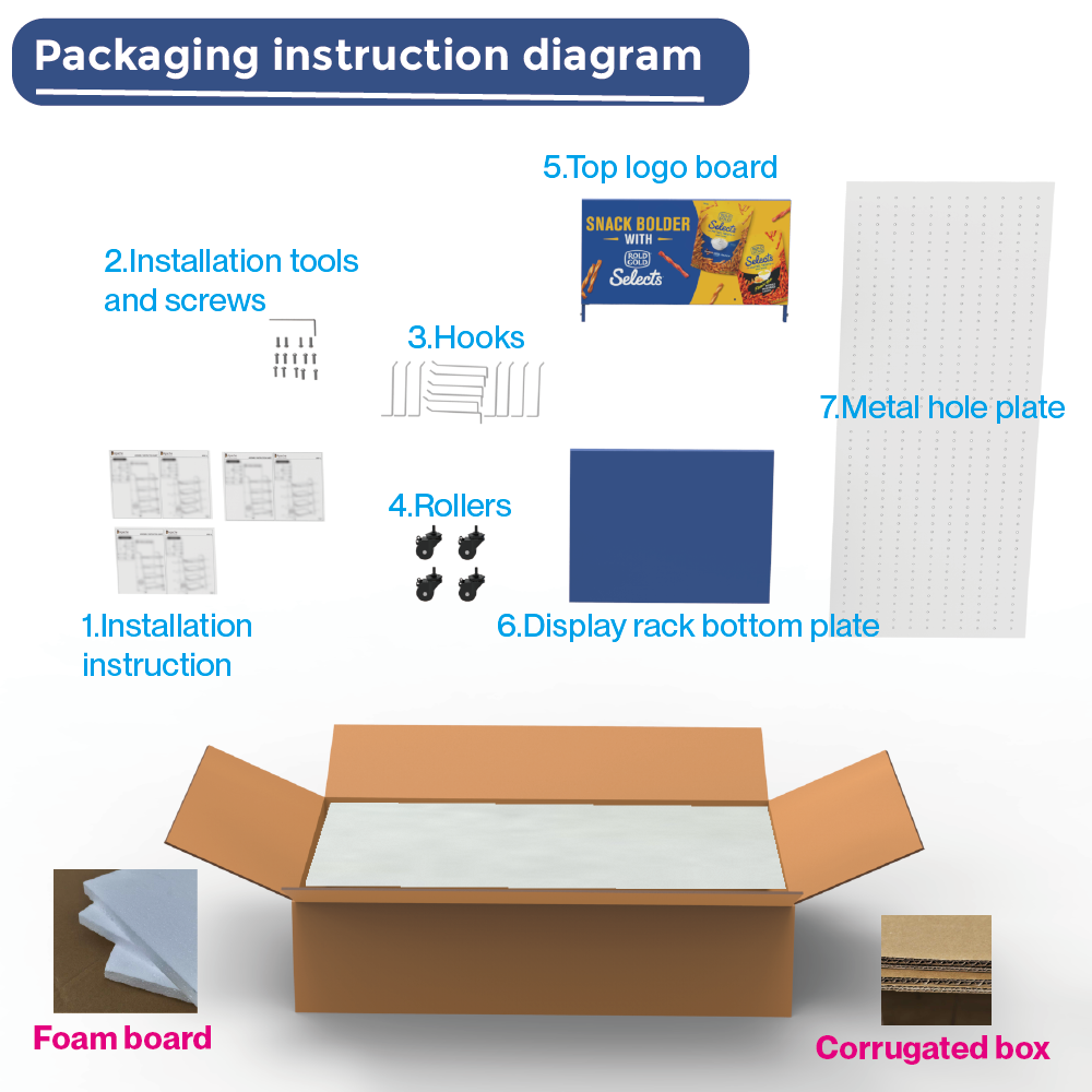Apache Customized Double-Sided Metal Modern Durable Display Stand Pegboard Display Rack Hanging Box Display for Retail Shops — view 6