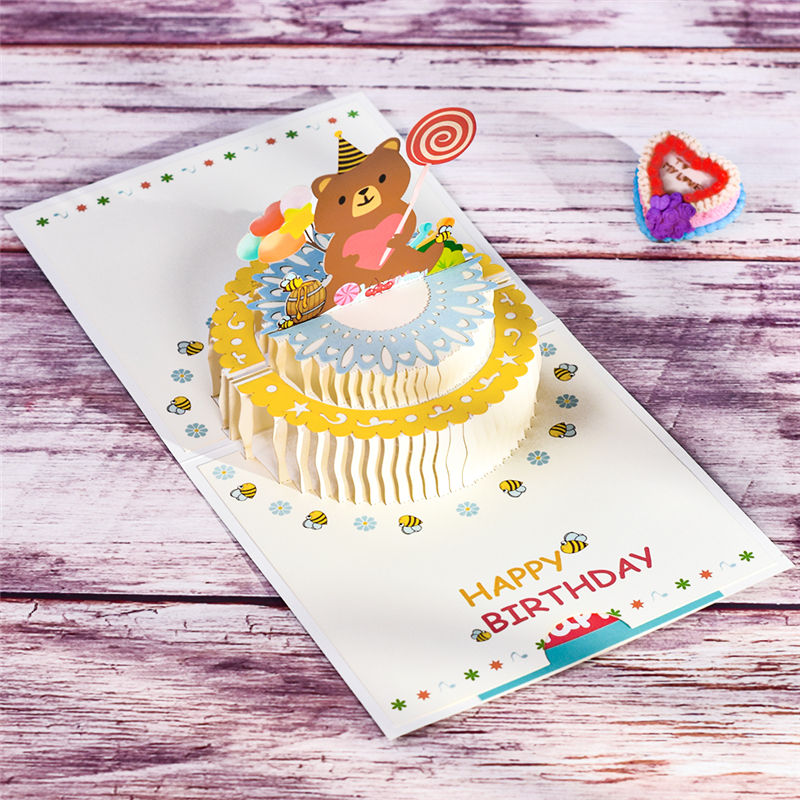 Biglietto Di Auguri Compleanno 3D Con Torta Luminosa E Canzone - Per Donne, Uomini, Bambini, Con Busta Inclusa - Foto 4