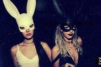 Halloween Pâques Carnaval Fête Mascarade Demi Visage Femme Lapin Masque Costume Accessoire Taille Unique Noir
