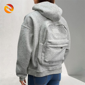 <span class=keywords><strong>Hoodie</strong></span> cinza exclusivo personalizado com mochila armazenamento escondido pulôver zip camisola unisex algodão francês terry mochila <span class=keywords><strong>hoodie</strong></span> - Product Image 3