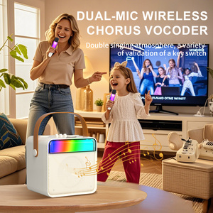 15W Portable Machine with 2 Wireless <b>Microphones</b> RGB Light Party Speaker with for Kids Adults Home KTV CE Rosh UKCA - Product Image 1