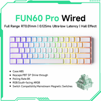 Clavier de jeu mécanique AKKO FUN60 Pro à effet Hall magnétique OEM, taux de polling 8K, 61 touches, USB-C, ARGB programmable, Hot-Swap