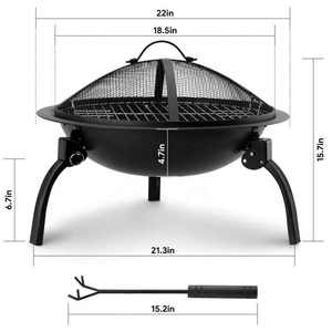 Brasero Moderno de Leña, Pequeña <span class=keywords><strong>Chimenea</strong></span> Exterior con Soporte, de Acero Resistente, Portátil para Patio, Jardín y Fuegos de Leña - Product Image 5