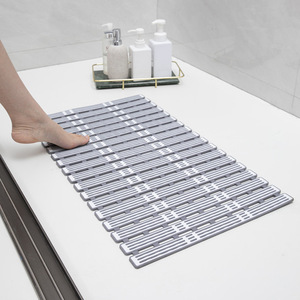 Alfombrilla de baño anticaída de fácil limpieza, alfombrilla de bañera TPE ecológica con orificios de drenaje, alfombrilla de ducha de secado rápido (blanco y gris oscuro) - Product Image 3