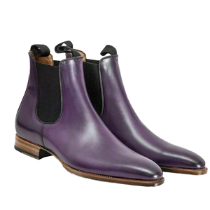 Botas <span class=keywords><strong>Chelsea</strong></span> A08 de cuero morado con punta pulida, estilo occidental, personalizadas, antideslizantes y suaves para la temporada de otoño - Product Image 2
