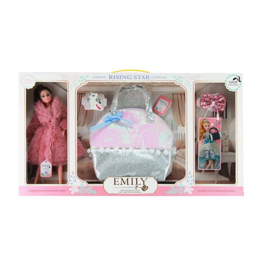 11.5 inch 12 active joints Luxury clothes toys doll for girl with real size girl bag dressing