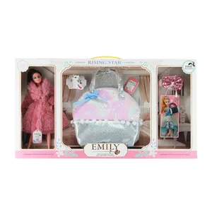 11.5 inch 12 active joints Luxury clothes toys doll for girl with real size girl bag dressing