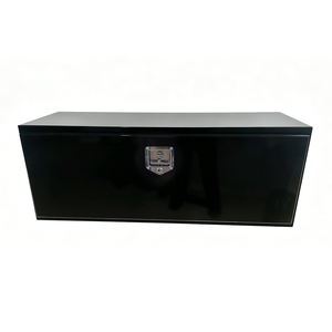 <b>Black</b> Steel Truck Tool Box Draw Box <b>Storage</b> Case with Metal Locking Latch for Outdoor Vehicle Use - Product Image 2
