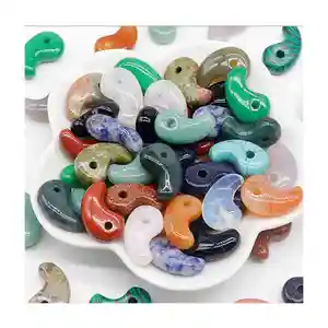 Semiprecious Stone Gemstone Jade Yin Yang Symbol Charm Pendants Bagua Protection Traditional Jewelry