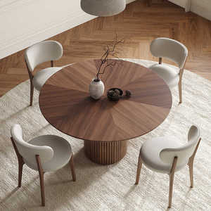Juego de Mesa y Sillas de Comedor Redondas de Madera Maciza Minimalistas de Lujo Personalizables para Uso en el Hogar, Hotel o Taller con Color Personalizado - Product Image 5