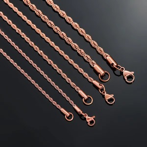 2.3mm/3mm/4mm צבע זהב ורוד נירוסטה שרשראות חבל מעוותות שרשרת קלאסית לגברים בנים 16 עד 30 אינץ' - Product Image 4