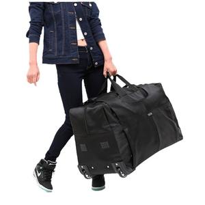 Sac à roulettes pliable grande capacité, bagage à main pour les voyages en avion, valise à roulettes, sac à roulettes à fermeture éclair - Product Image 5